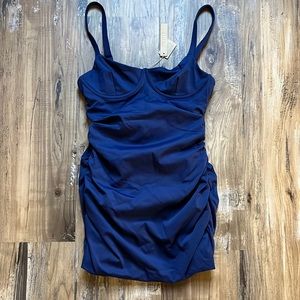 SKIMS Sculpting Ruched One Piece Bathing Suit in Midnight